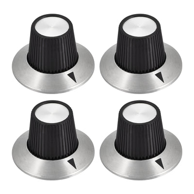 Harfington Uxcell 4pcs, 6mm Potentiometer Control Knobs For Electric Guitar Acrylic Volume Tone Knobs Black Silver Tone
