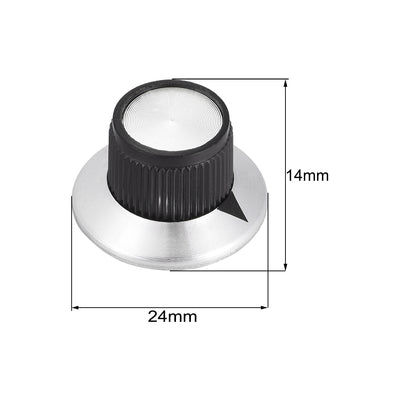 Harfington Uxcell 4pcs 6mm Potentiometer Control Knobs For Electric Guitar Acrylic Volume Tone Knobs Black Silver Tone