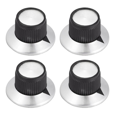 Harfington Uxcell 4pcs 6mm Potentiometer Control Knobs For Electric Guitar Acrylic Volume Tone Knobs Black Silver Tone