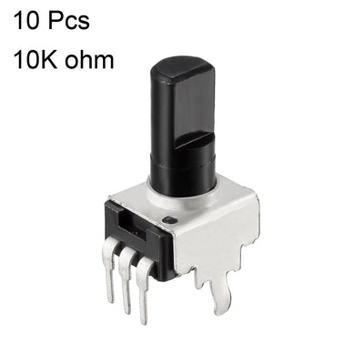 Harfington Uxcell Carbon Film Potentiometer, 10K Ohm Variable Resistors Single Turn Rotary Half Shaft Design 10pcs