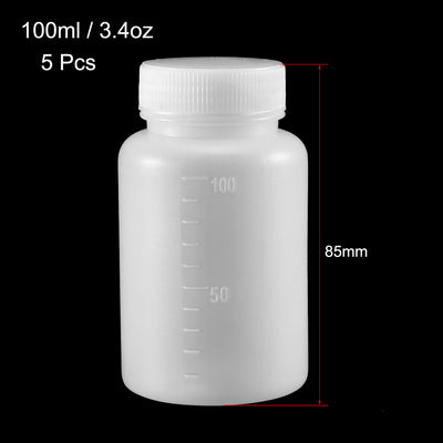Harfington Uxcell Plastic Lab Chemical Reagent Bottle 1000ml/34oz Wide Mouth Sample Sealing Liquid Storage Container 5pcs