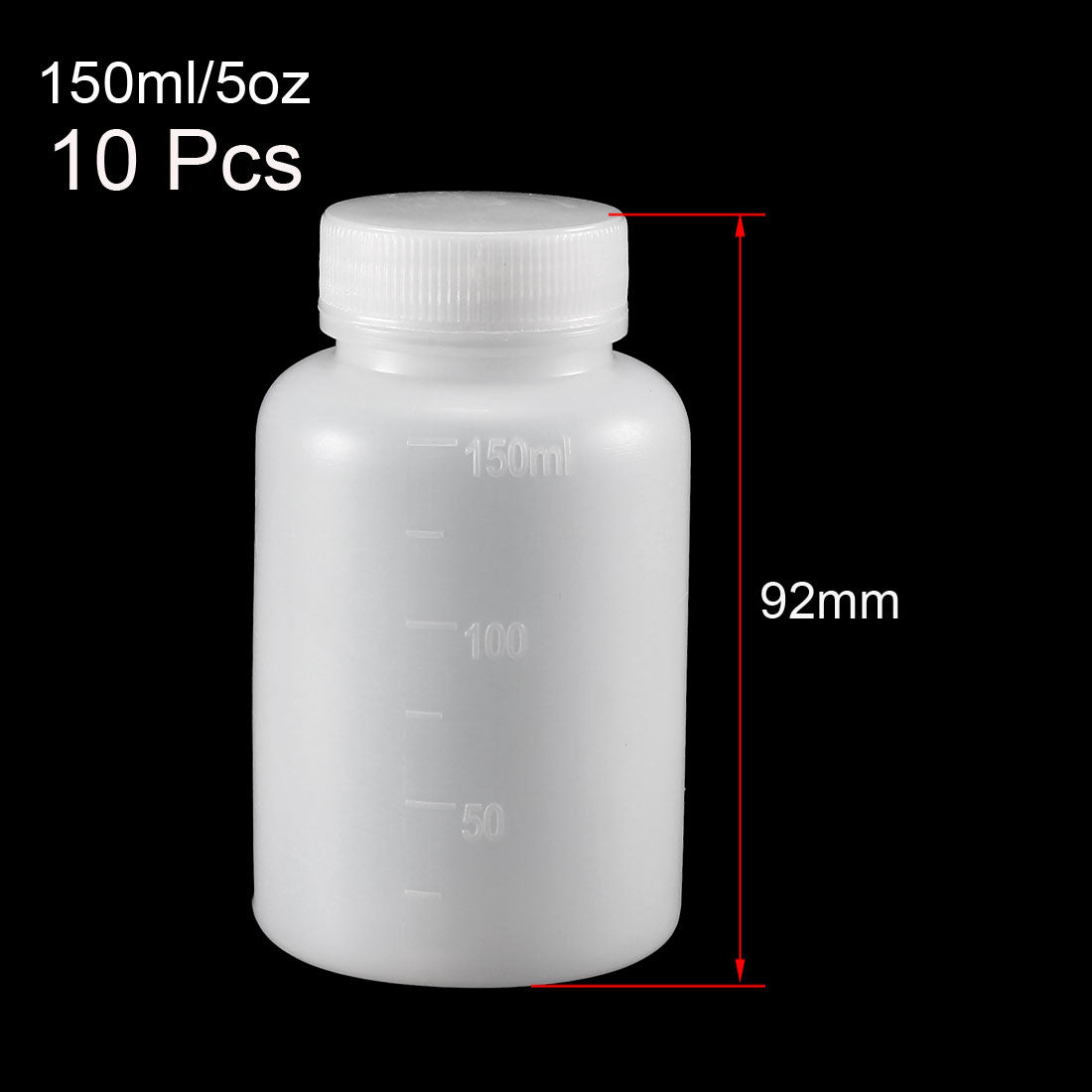 uxcell Uxcell Plastic Lab Chemical Reagent Bottle 150ml/5oz Wide Mouth Sample Sealing Liquid Storage Container 10pcs