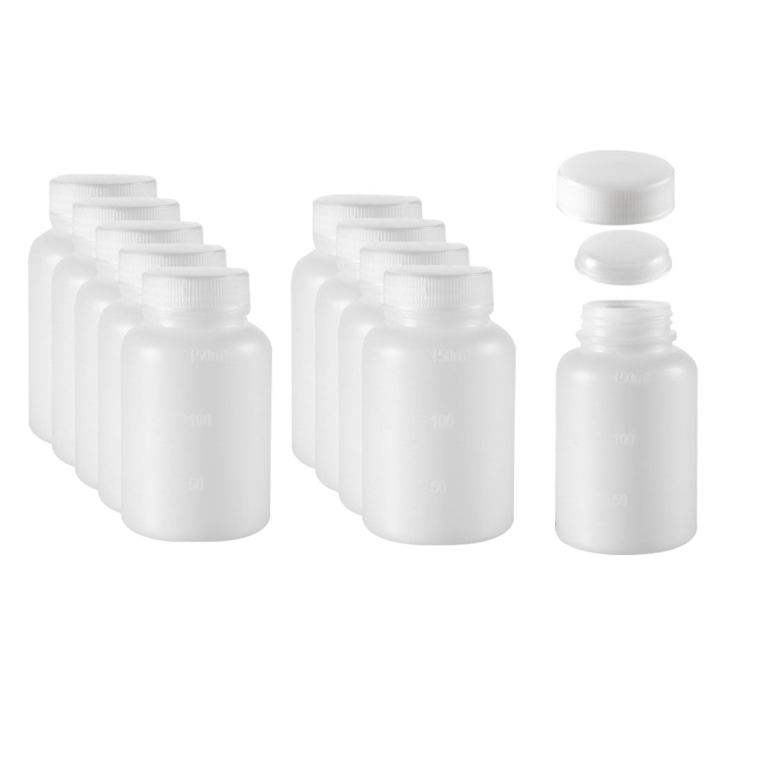uxcell Uxcell Plastic Lab Chemical Reagent Bottle 150ml/5oz Wide Mouth Sample Sealing Liquid Storage Container 10pcs