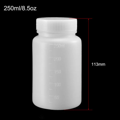 Harfington Uxcell Plastic Lab Chemical Reagent Bottle 250ml/8.5oz Wide Mouth Sample Sealing Liquid Storage Container