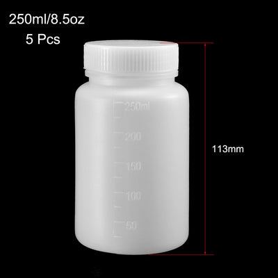 Harfington Uxcell Plastic Lab Chemical Reagent Bottle 250ml/8.5oz Wide Mouth Sample Sealing Liquid Storage Container 5pcs