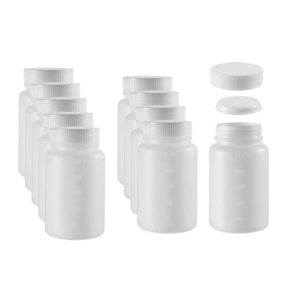 Harfington Uxcell Plastic Lab Chemical Reagent Bottle 250ml/8.5oz Wide Mouth Sample Sealing Liquid Storage Container 10pcs