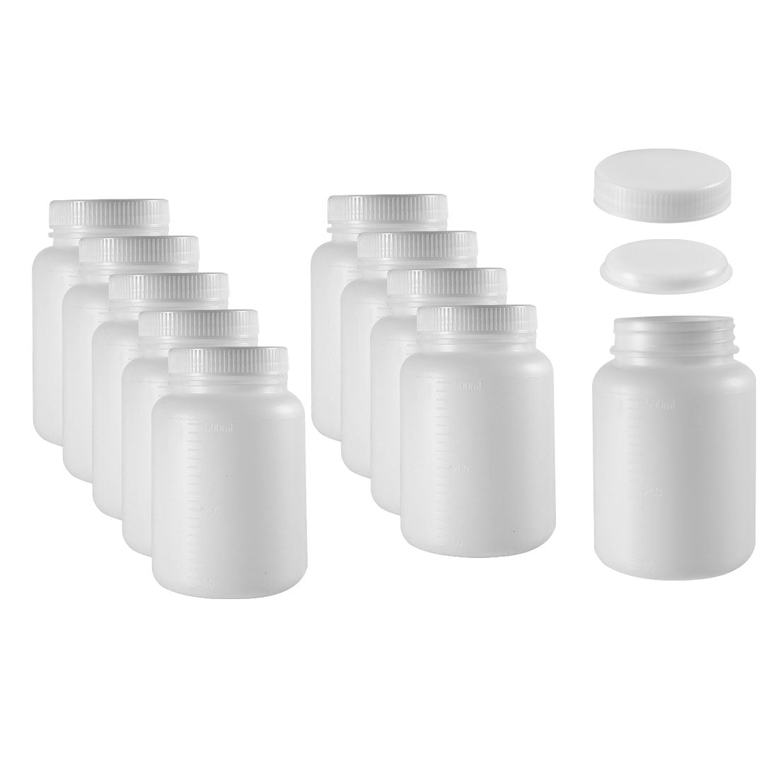 uxcell Uxcell Plastic Lab Chemical Reagent Bottle 500ml/16.9oz Wide Mouth Sample Sealing Liquid Storage Container 10pcs
