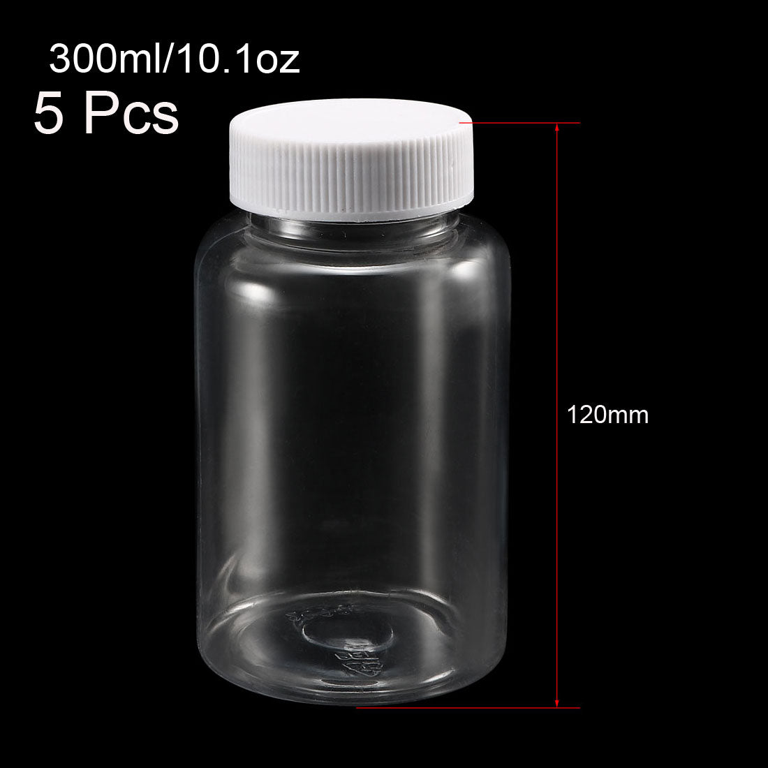 Uxcell Uxcell Plastic Lab Chemical Reagent Bottle 300ml/10.1oz Wide Mouth Sample Sealing Liquid Storage Container 5pcs