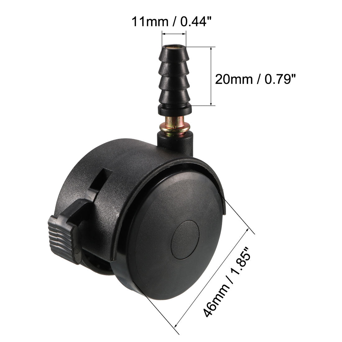 uxcell Uxcell 1.85 Inch Swivel Caster Wheels Grip Neck Stem Caster Black Furniture Wheel with Brake and Mounting Socket
