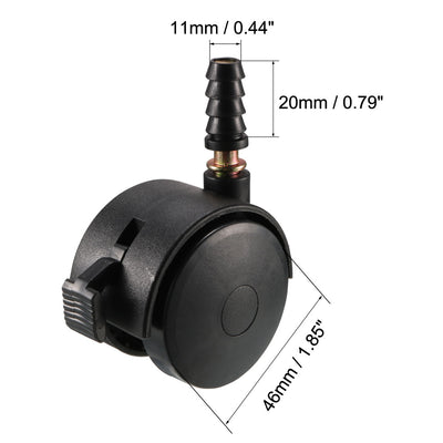 Harfington Uxcell 1.85 Inch Swivel Caster Wheels Grip Neck Stem Caster Black Furniture Wheel with Brake and Mounting Socket