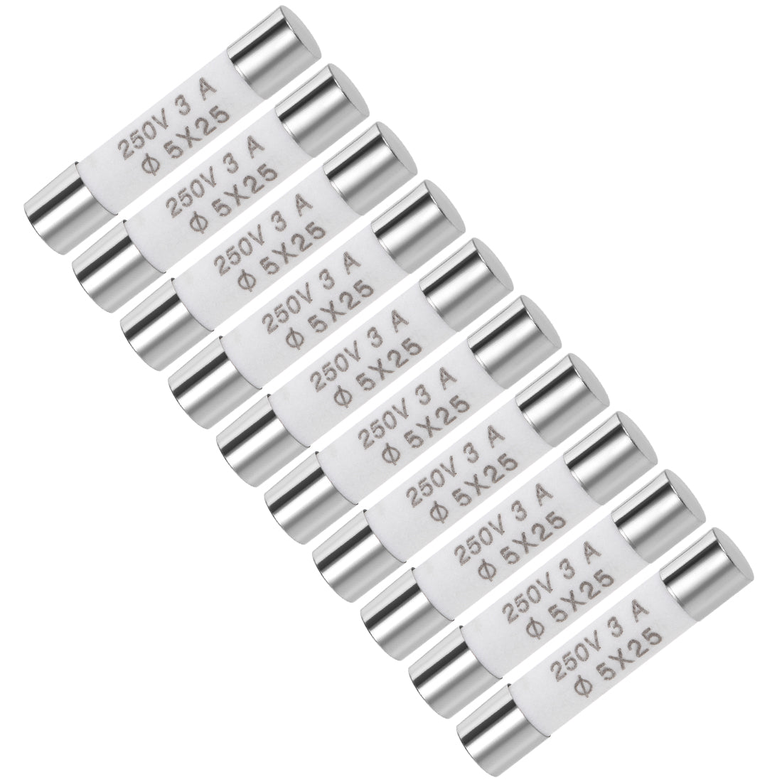 uxcell Uxcell Cartridge Fuses 3A 250V 5x25mm Fast Blow Audio Alarm Amplifier Ceramic 10pcs