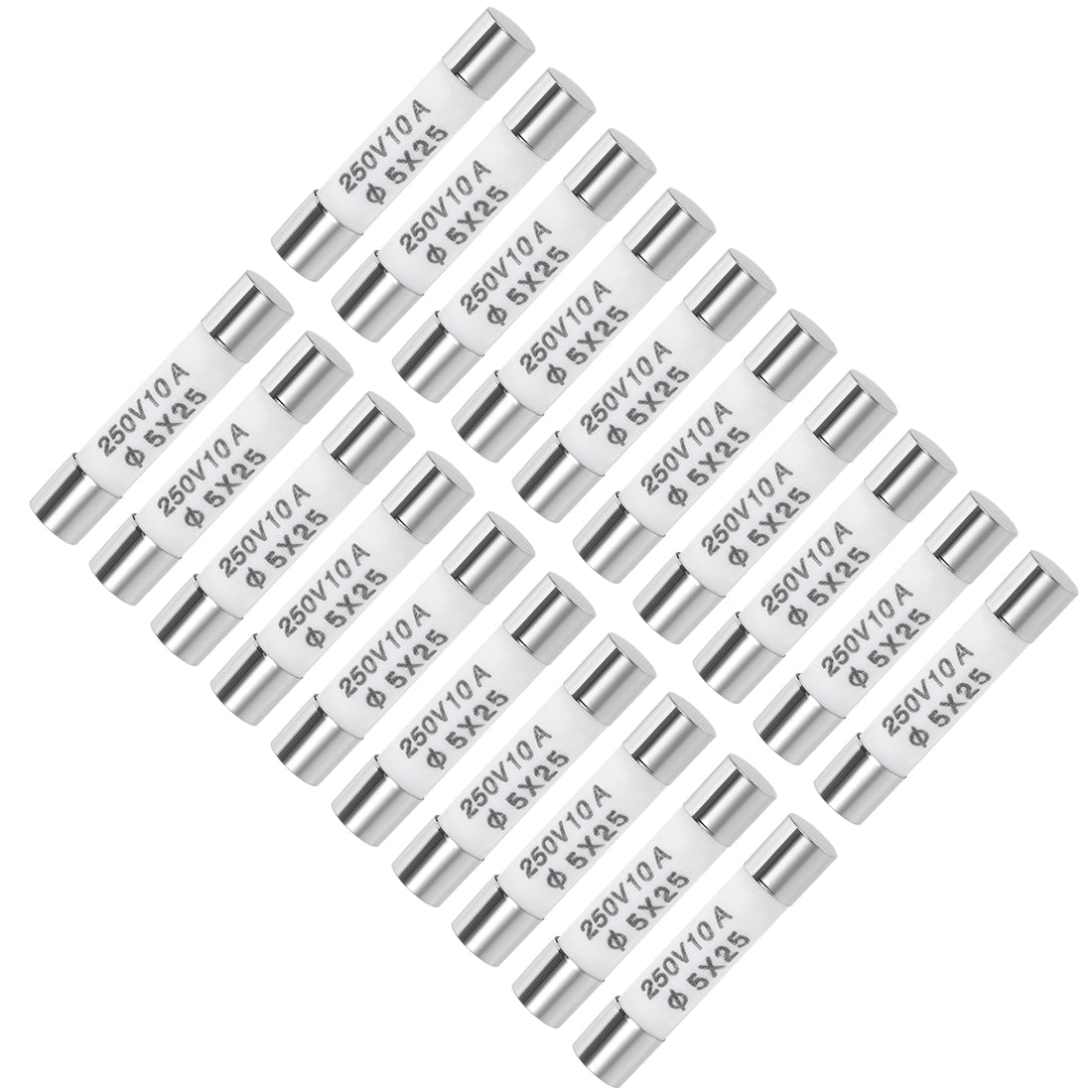 uxcell Uxcell Cartridge Fuse 10A 250V 5x25mm Fast Blow Audio Alarm Amplifier Ceramic 20pcs