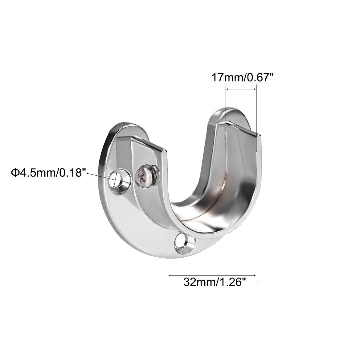 Zinc Alloy Closet Pole Sockets, Wardrobe Bracket Holder, Shower Curtain
