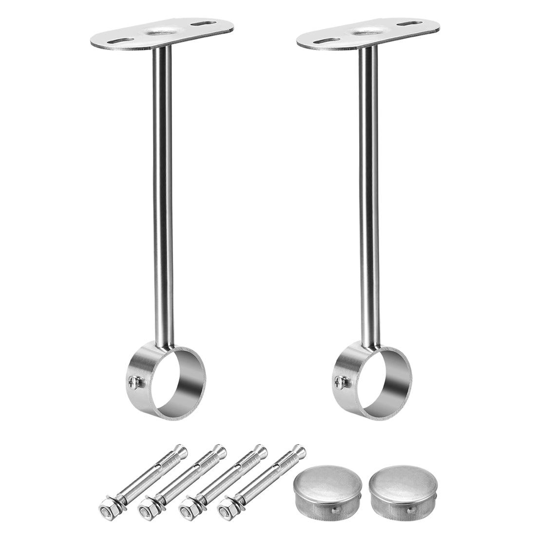 uxcell Uxcell Ceiling-Mount Bracket, Wardrobe Pipe Bracket, 32mm Dia, Shower Curtain Closet Wardrobe Rod Lever Support Holder Pipe Flange Socket 2pcs(300mm Height )