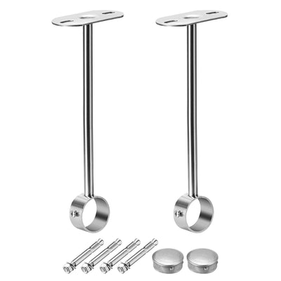 uxcell Uxcell Ceiling-Mount Bracket, Wardrobe Pipe Bracket, 32mm Dia, Shower Curtain Closet Wardrobe Rod Lever Support Holder Pipe Flange Socket 2pcs(350mm Height )