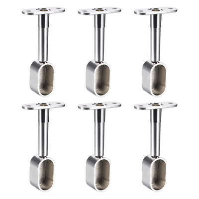 uxcell Uxcell Shower Curtain Rods Wardrobe Pipe Lever Support Bracket 6pcs End Hanger for Oval Closet Rod 16x30mm, Adjustable 84-105mm Height (Silver Tone)