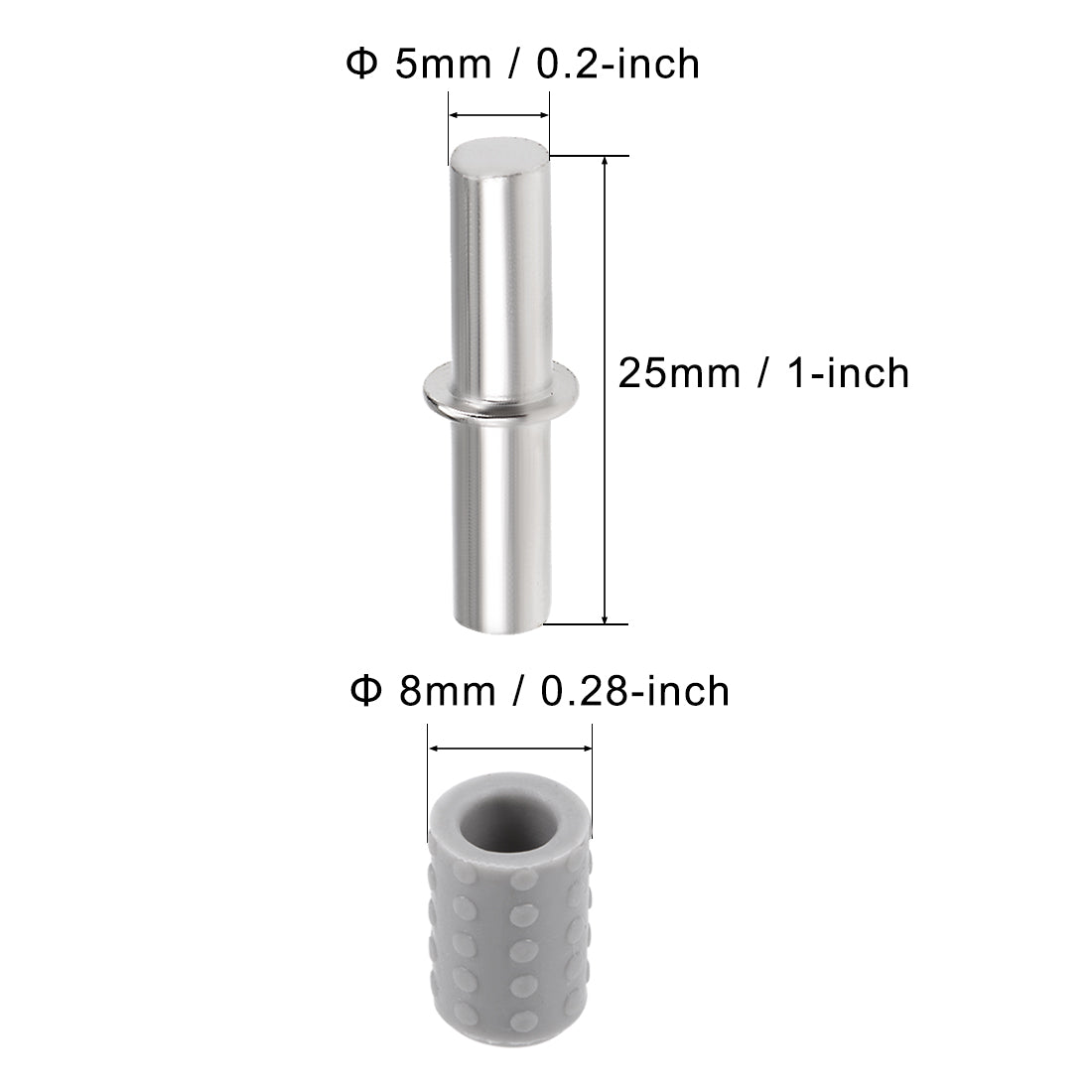 uxcell Uxcell Shelf Bracket Pegs 5x25mm Stainless Steel Shelf Holder Support Pins for Cabinet Bookcase 20 Pcs