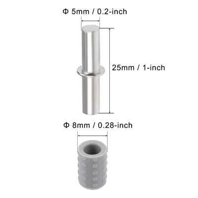 Harfington Uxcell Shelf Bracket Pegs 5x25mm Stainless Steel Shelf Holder Support Pins for Cabinet Bookcase 20 Pcs