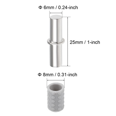 Harfington Uxcell Shelf Bracket Pegs 6x25mm Stainless Steel Shelf Holder Support Pins for Cabinet Bookcase 20 Pcs