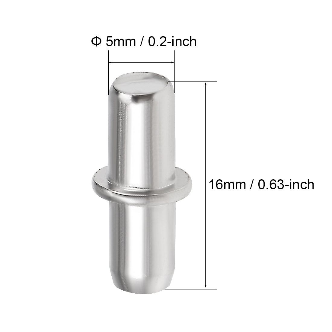 uxcell Uxcell Shelf Bracket Pegs 5x16mm Stainless Steel Cylindrical Shape Shelf Holder Support Pins for Cabinet Bookcase 20 Pcs