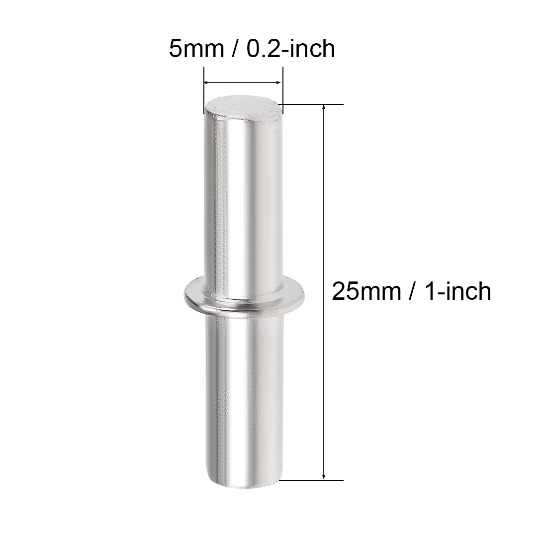 uxcell Uxcell Shelf Bracket Pegs 5x25mm Stainless Steel Cylindrical Shape Shelf Holder Support Pins for Cabinet Bookcase 40 Pcs