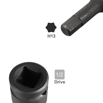 Harfington Uxcell Impact Hex Bit Socket, Metric Cr-Mo Steel