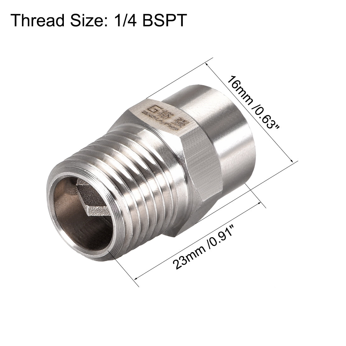 uxcell Uxcell Full Cone  Tip, 1/4BSPT Stainless Steel Wide Angle Nozzle