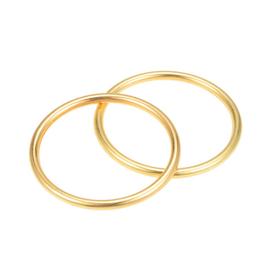 Harfington Uxcell O Ring Buckle 40mm(1.6") ID 3mm Thickness Zinc Alloy Gold Tone 2pcs