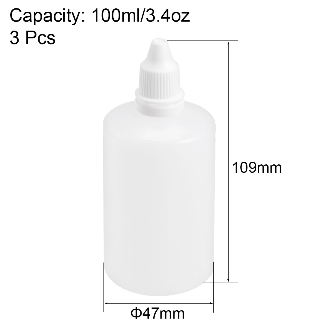 uxcell Uxcell 100ml/3.4 oz Empty Squeezable Dropper Bottle 3pcs