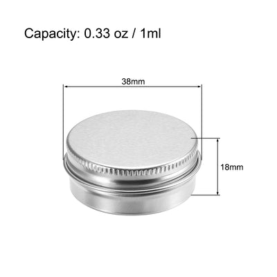 Harfington Uxcell 0.33 oz Round Aluminum Cans Tin Can Screw Top Metal Lid Containers 1ml, 6pcs