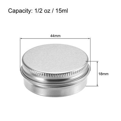 Harfington Uxcell 1/2 oz Round Aluminum Cans Tin Can Screw Top Metal Lid Containers 15ml, 6pcs