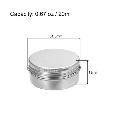 Harfington Uxcell 0.67 oz Round Aluminum Cans Tin Can Screw Top Metal Lid Containers 20ml, 12pcs