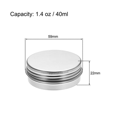 Harfington Uxcell 1.4 oz Round Aluminum Cans Tin Can Screw Top Metal Lid Containers 40ml, 12pcs