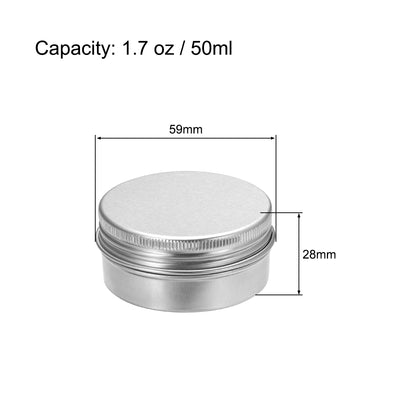 Harfington Uxcell 1.7 oz Round Aluminum Cans Tin Can Screw Top Metal Lid Containers 50ml, 6pcs