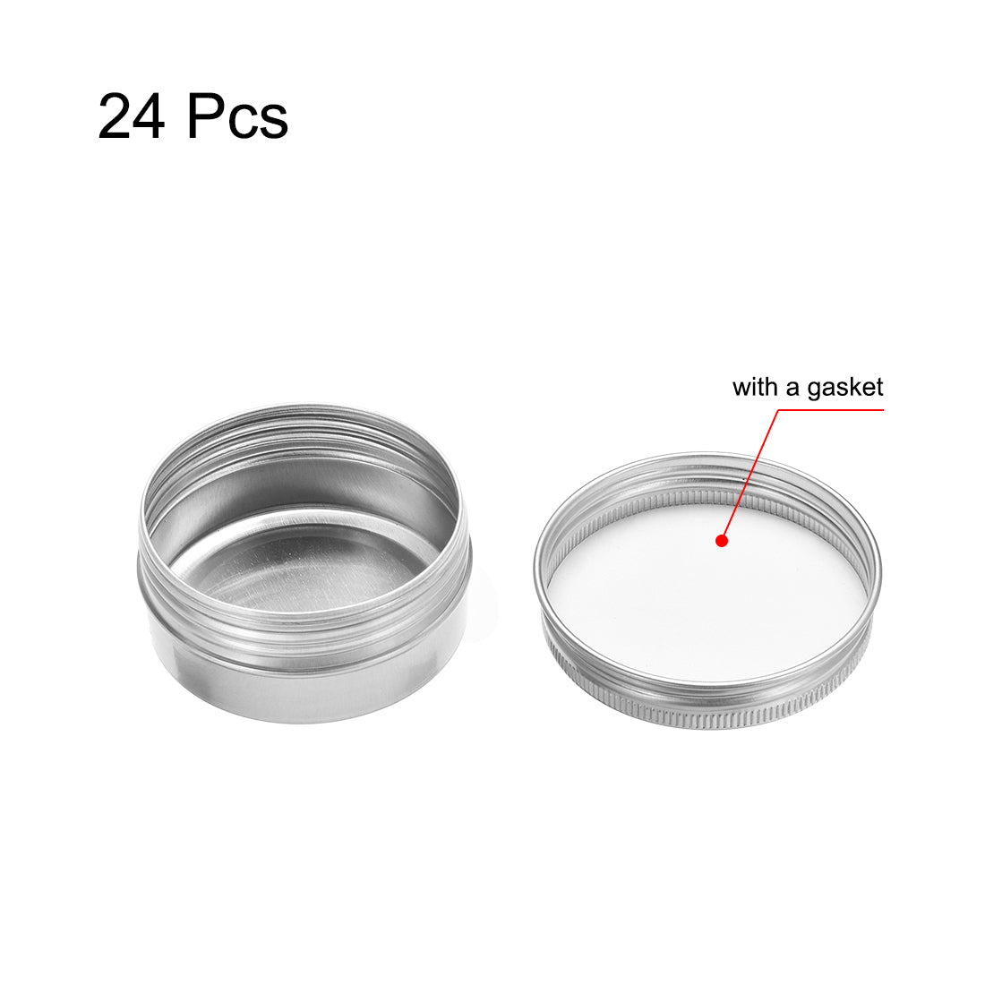 uxcell Uxcell 1.7 oz Round Aluminum Cans Tin Can Screw Top Metal Lid Containers 50ml, 24pcs