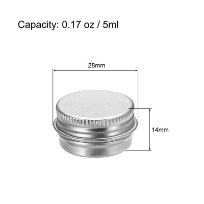 Harfington Uxcell 0.17 oz Round Aluminum Cans Tin Can Screw Top Metal Lid Containers 5ml, 3pcs