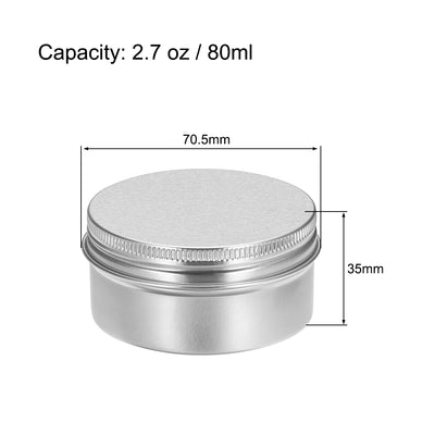 Harfington Uxcell 2.7 oz Round Aluminum Cans Tin Can Screw Top Metal Lid Containers 80ml, 3pcs