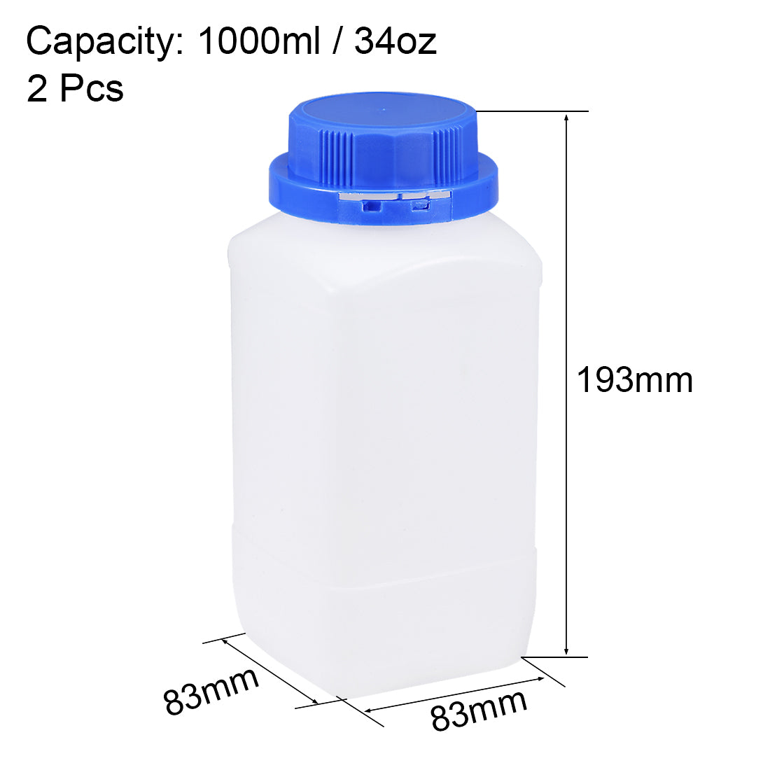uxcell Uxcell Plastic Lab Chemical Reagent Bottle 1000ml/34oz Wide Mouth Sample Sealing Liquid Storage Container Translucent 2pcs