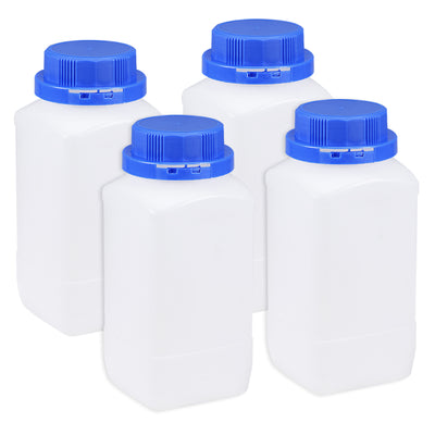 uxcell Uxcell Plastic Lab Chemical Reagent Bottle 1000ml/34oz Wide Mouth Sample Sealing Liquid Storage Container Translucent 4pcs