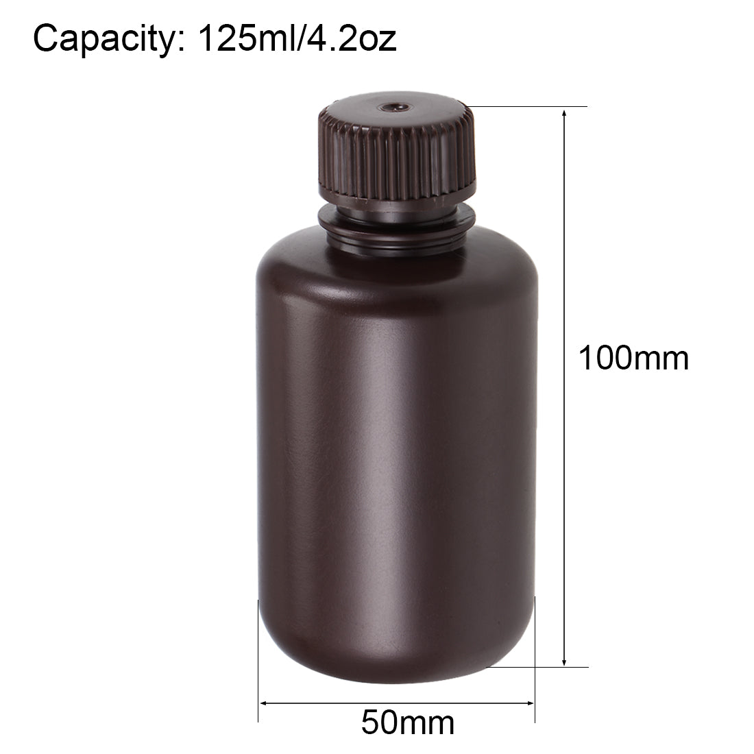 uxcell Uxcell Plastic Lab Chemical Reagent Bottle 125ml/4.2oz Small Mouth Sample Sealing Liquid Storage Container Brown