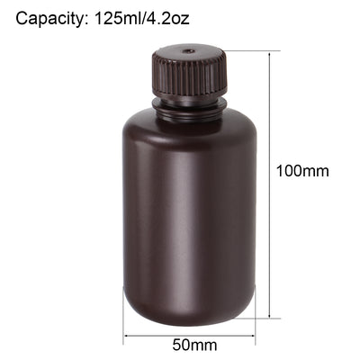 Harfington Uxcell Plastic Lab Chemical Reagent Bottle 125ml/4.2oz Small Mouth Sample Sealing Liquid Storage Container Brown