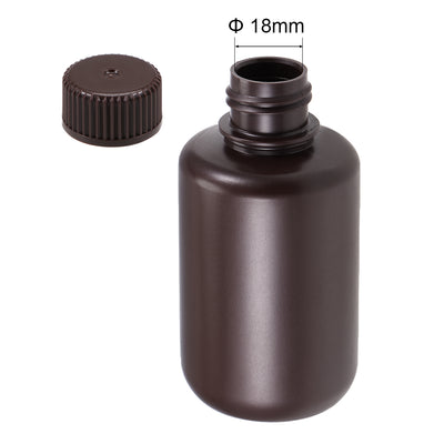 Harfington Uxcell Plastic Lab Chemical Reagent Bottle 125ml/4.2oz Small Mouth Sample Sealing Liquid Storage Container Brown