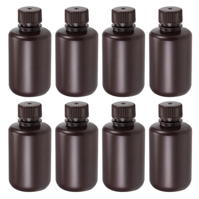 uxcell Uxcell Plastic Lab Chemical Reagent Bottle 125ml/4.2oz Small Mouth Sample Sealing Liquid Storage Container Brown 8pcs