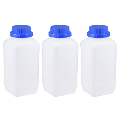 Harfington Uxcell Plastic Lab Chemical Reagent Bottle 1500ml/50.7oz Wide Mouth Sample Sealing Liquid Storage Container Translucent 3pcs