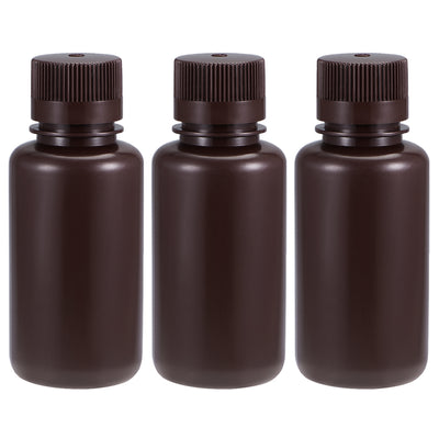 uxcell Uxcell Plastic Lab Chemical Reagent Bottle 250ml/8.5oz Small Mouth Sample Sealing Liquid Storage Container Brown 3pcs