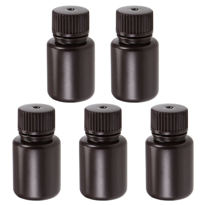 uxcell Uxcell Plastic Lab Chemical Reagent Bottle 25ml/0.85oz Small Mouth Sample Sealing Liquid Storage Container Brown 5pcs