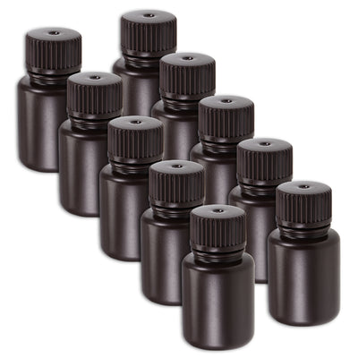 uxcell Uxcell Plastic Lab Chemical Reagent Bottle 25ml/0.85oz Small Mouth Sample Sealing Liquid Storage Container Brown 10pcs