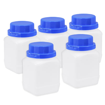 uxcell Uxcell Plastic Lab Chemical Reagent Bottle 450ml/15.2oz Wide Mouth Sample Sealing Liquid Storage Container Translucent 5pcs