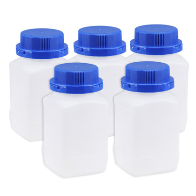 uxcell Uxcell Plastic Lab Chemical Reagent Bottle 500ml/16.9oz Wide Mouth Sample Sealing Liquid Storage Container Translucent 5pcs