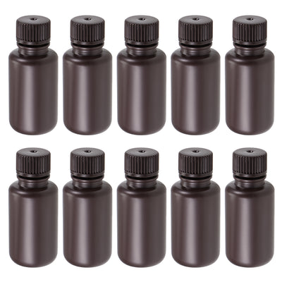 uxcell Uxcell Plastic Lab Chemical Reagent Bottle 50ml/1.7oz Small Mouth Sample Sealing Liquid Storage Container Brown 10pcs